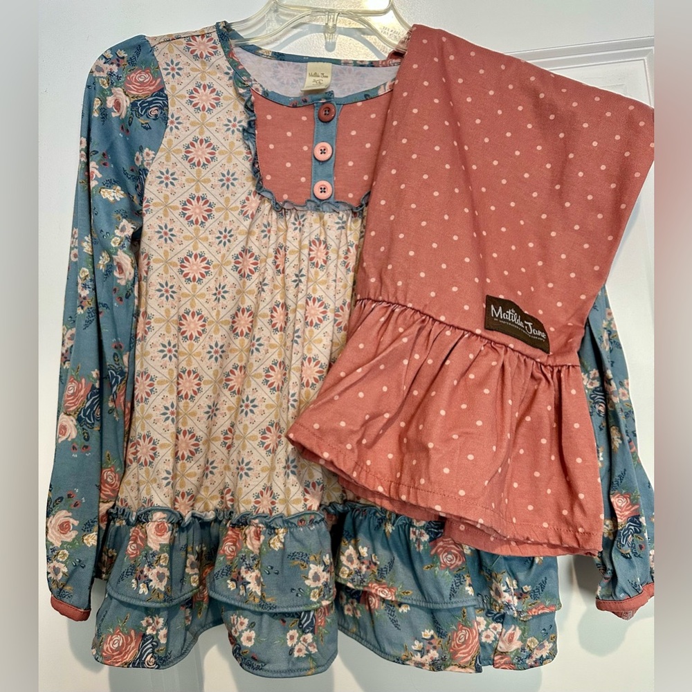 Matilda Jane Girls Pajamas -Shirt & Ruffle bottom pants Size 14